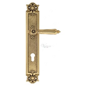 Дверная ручка Venezia CASTELLO CYL на планке PL97 французское золото + коричневый