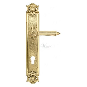 Дверная ручка Venezia CASTELLO CYL на планке PL97 полированная латунь