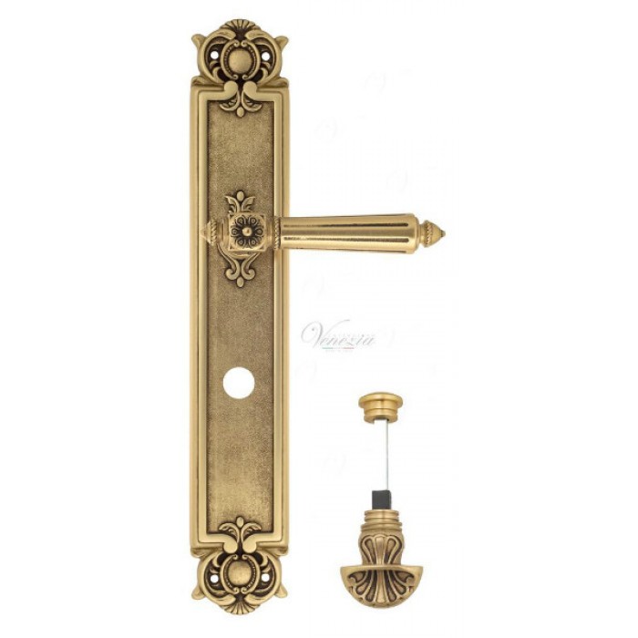 Дверная ручка Venezia CASTELLO WC-4 на планке PL97 французское золото + коричневый