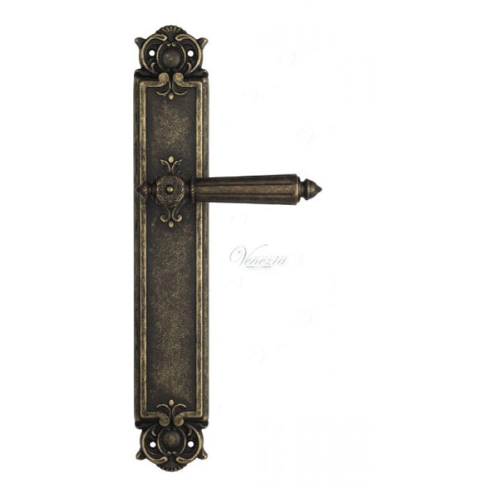 Дверная ручка Venezia CASTELLO на планке PL97 античная бронза