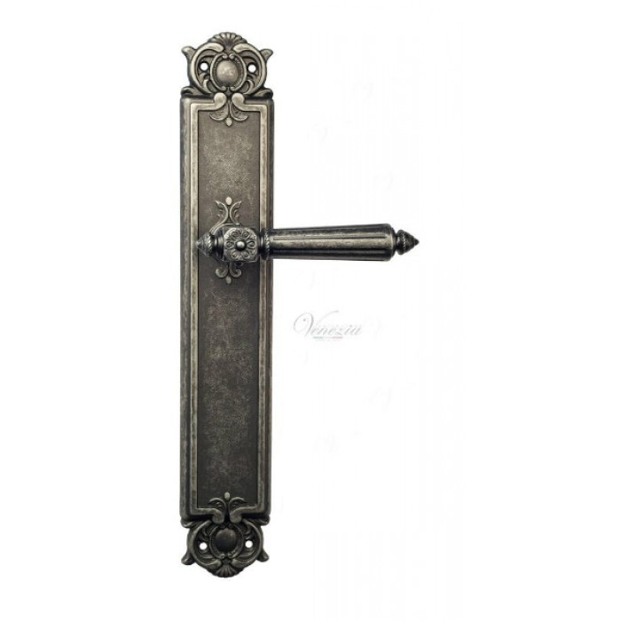 Дверная ручка Venezia CASTELLO на планке PL97 античное серебро