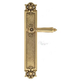 Дверная ручка Venezia CASTELLO на планке PL97 французское золото + коричневый