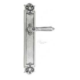 Дверная ручка Venezia CASTELLO на планке PL97 натуральное серебро + черный