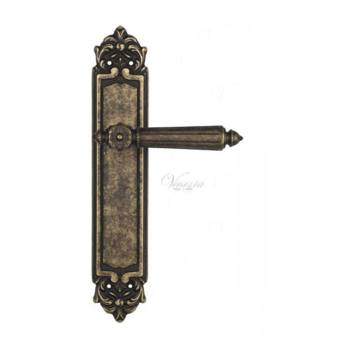 Дверная ручка Venezia CASTELLO на планке PL96 античная бронза