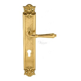 Дверная ручка Venezia CLASSIC CYL на планке PL97 полированная латунь