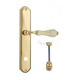 Дверная ручка Venezia COLOSSEO белая керамика паутинка WC на планке PL02 полированная латунь Дверная ручка Venezia COLOSSEO белая керамика паутинка WC на планке PL02 полированная латунь