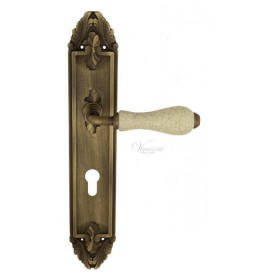 Дверная ручка Venezia COLOSSEO белая керамика паутинка CYL на планке PL90 матовая бронза