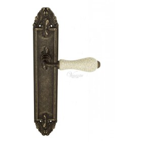 Дверная ручка Venezia COLOSSEO белая керамика паутинка на планке PL90 античная бронза Дверная ручка Venezia COLOSSEO белая керамика паутинка на планке PL90 античная бронза