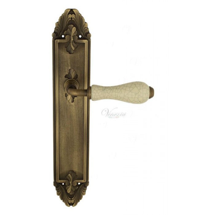 Дверная ручка Venezia COLOSSEO белая керамика паутинка на планке PL90 матовая бронза