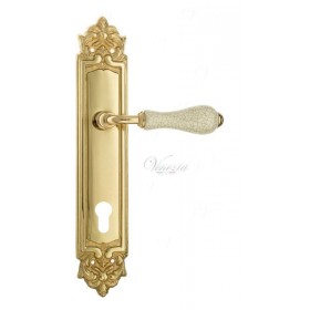 Дверная ручка Venezia COLOSSEO белая керамика паутинка CYL на планке PL96 полированная латунь