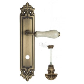 Дверная ручка Venezia COLOSSEO белая керамика паутинка WC-4 на планке PL96 матовая бронза Дверная ручка Venezia COLOSSEO белая керамика паутинка WC-4 на планке PL96 матовая бронза