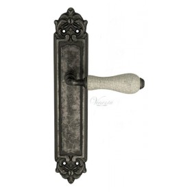 Дверная ручка Venezia COLOSSEO белая керамика паутинка на планке PL96 античное серебро Дверная ручка Venezia COLOSSEO белая керамика паутинка на планке PL96 античное серебро