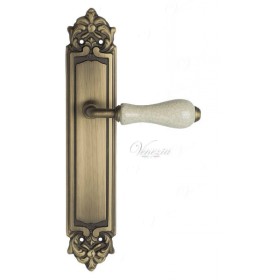 Дверная ручка Venezia COLOSSEO белая керамика паутинка на планке PL96 матовая бронза Дверная ручка Venezia COLOSSEO белая керамика паутинка на планке PL96 матовая бронза