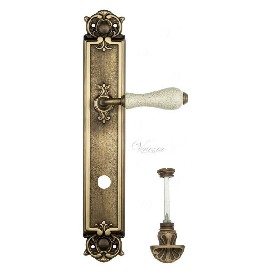 Дверная ручка Venezia COLOSSEO белая керамика паутинка WC-4 на планке PL97 матовая бронза Дверная ручка Venezia COLOSSEO белая керамика паутинка WC-4 на планке PL97 матовая бронза