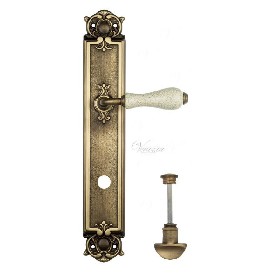 Дверная ручка Venezia COLOSSEO белая керамика паутинка WC на планке PL97 матовая бронза Дверная ручка Venezia COLOSSEO белая керамика паутинка WC на планке PL97 матовая бронза