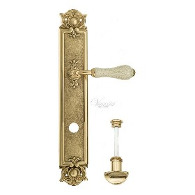 Дверная ручка Venezia COLOSSEO белая керамика паутинка WC на планке PL97 полированная латунь Дверная ручка Venezia COLOSSEO белая керамика паутинка WC на планке PL97 полированная латунь