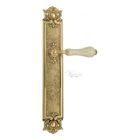 Дверная ручка Venezia COLOSSEO белая керамика паутинка на планке PL97 полированная латунь Дверная ручка Venezia COLOSSEO белая керамика паутинка на планке PL97 полированная латунь