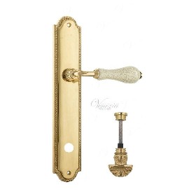 Дверная ручка Venezia COLOSSEO белая керамика паутинка WC-4 на планке PL98 полированная латунь Дверная ручка Venezia COLOSSEO белая керамика паутинка WC-4 на планке PL98 полированная латунь