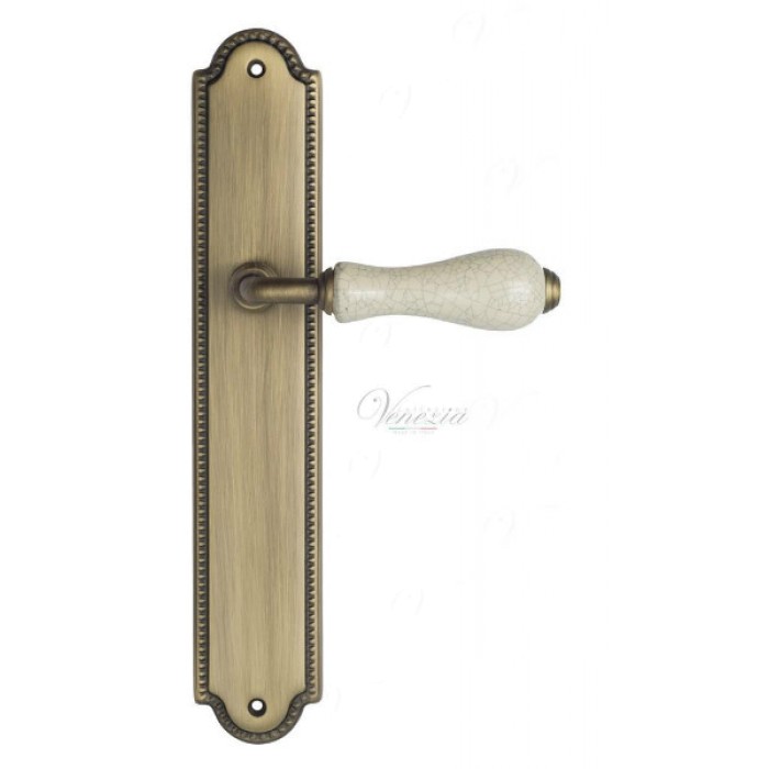 Дверная ручка Venezia COLOSSEO белая керамика паутинка на планке PL98 матовая бронза