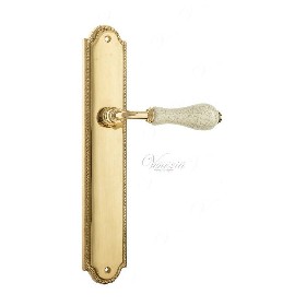 Дверная ручка Venezia COLOSSEO белая керамика паутинка на планке PL98 полированная латунь Дверная ручка Venezia COLOSSEO белая керамика паутинка на планке PL98 полированная латунь