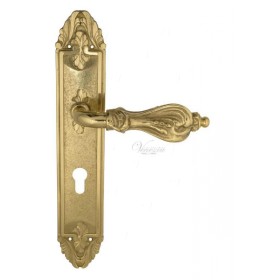 Дверная ручка Venezia FLORENCE CYL на планке PL90 полированная латунь Дверная ручка Venezia FLORENCE CYL на планке PL90 полированная латунь