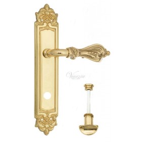 Дверная ручка Venezia FLORENCE WC на планке PL96 полированная латунь Дверная ручка Venezia FLORENCE WC на планке PL96 полированная латунь