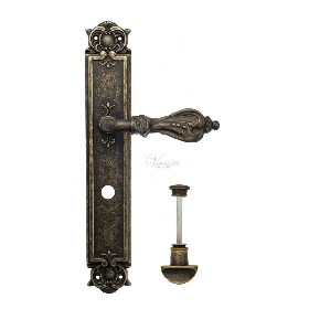 Дверная ручка Venezia FLORENCE WC на планке PL97 античная бронза Дверная ручка Venezia FLORENCE WC на планке PL97 античная бронза