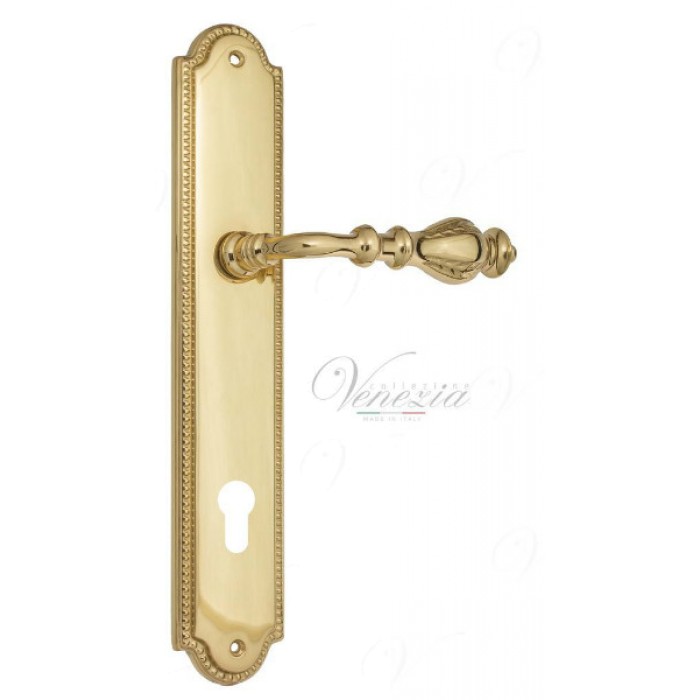 Дверная ручка Venezia GIFESTION CYL на планке PL98 полированная латунь
