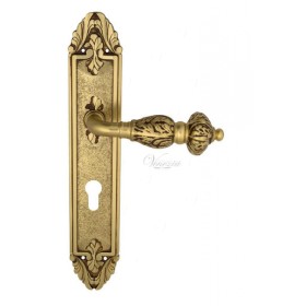 Дверная ручка Venezia LUCRECIA CYL на планке PL90 французское золото + коричневый Дверная ручка Venezia LUCRECIA CYL на планке PL90 французское золото + коричневый