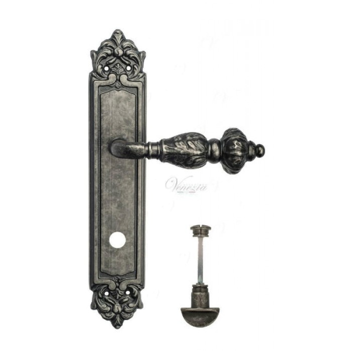 Дверная ручка Venezia LUCRECIA WC на планке PL96 античное серебро