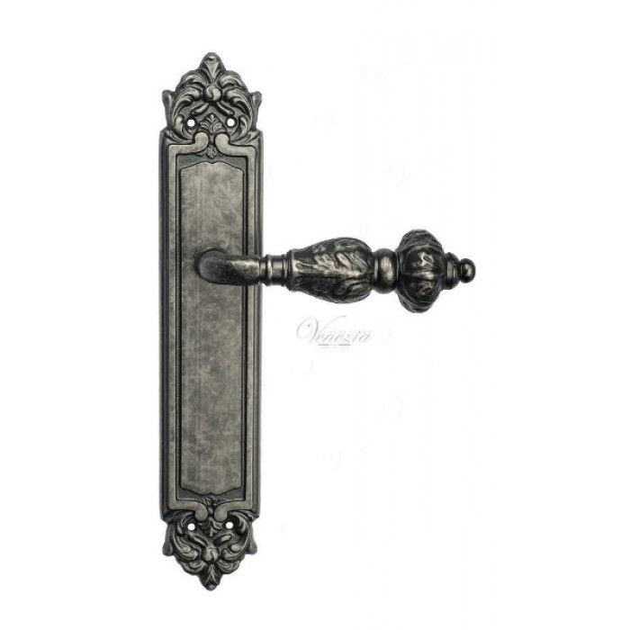 Дверная ручка Venezia LUCRECIA на планке PL96 античное серебро