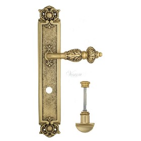 Дверная ручка Venezia LUCRECIA WC на планке PL97 французское золото + коричневый