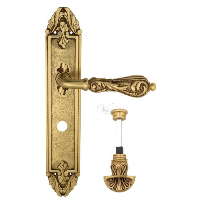 Дверная ручка Venezia MONTE CRISTO WC-4 на планке PL90 французское золото + коричневый