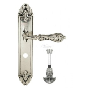 Дверная ручка Venezia MONTE CRISTO WC-4 на планке PL90 натуральное серебро + черный Дверная ручка Venezia MONTE CRISTO WC-4 на планке PL90 натуральное серебро + черный