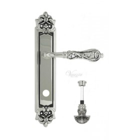 Дверная ручка Venezia MONTE CRISTO WC-4 на планке PL96 натурально серебро + черный Дверная ручка Venezia MONTE CRISTO WC-4 на планке PL96 натурально серебро + черный