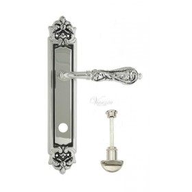 Дверная ручка Venezia MONTE CRISTO WC на планке PL96 натуральное серебро + черный Дверная ручка Venezia MONTE CRISTO WC на планке PL96 натуральное серебро + черный