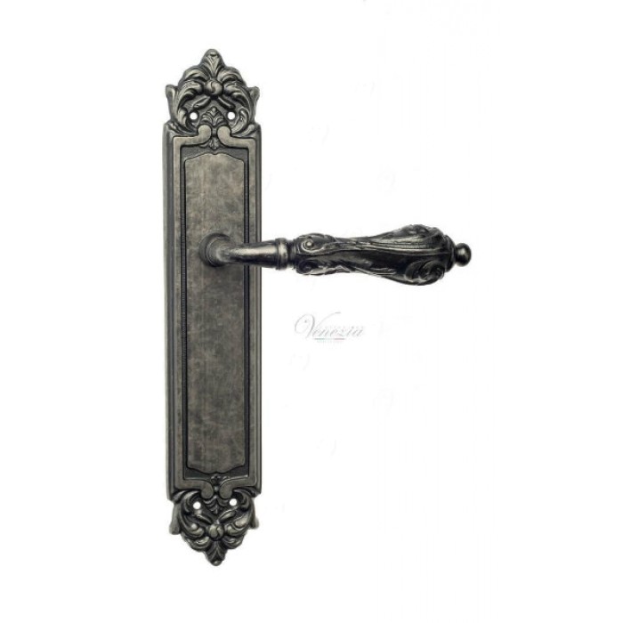 Дверная ручка Venezia MONTE CRISTO на планке PL96 античное серебро