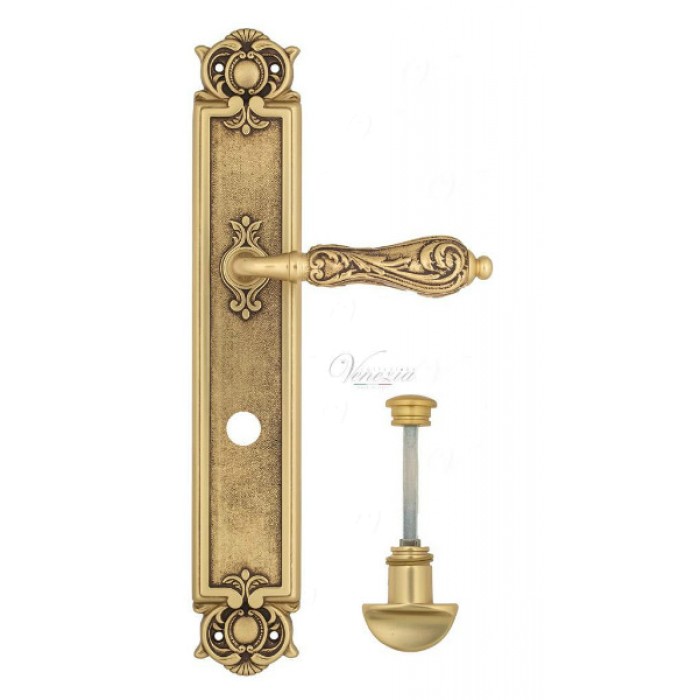 Дверная ручка Venezia MONTE CRISTO WC на планке PL97 французское золото + коричневый