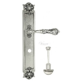 Дверная ручка Venezia MONTE CRISTO WC на планке PL97 натуральное серебро + черный Дверная ручка Venezia MONTE CRISTO WC на планке PL97 натуральное серебро + черный