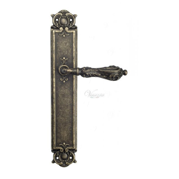 Дверная ручка Venezia MONTE CRISTO на планке PL97 античная бронза