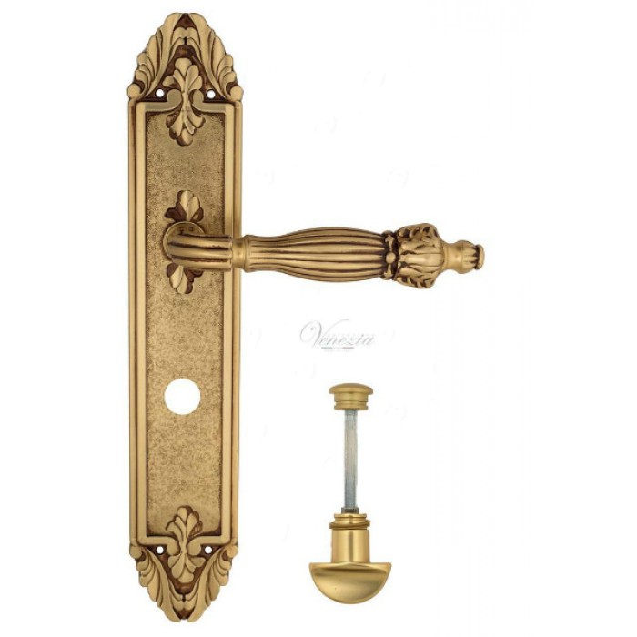 Дверная ручка Venezia OLIMPIO WC на планке PL90 французское золото + коричневый