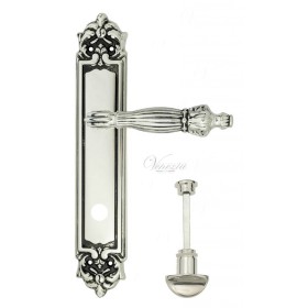 Дверная ручка Venezia OLIMPIO WC на планке PL96 натуральное серебро + черный Дверная ручка Venezia OLIMPIO WC на планке PL96 натуральное серебро + черный