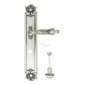 Дверная ручка Venezia OLIMPIO WC на планке PL97 натуральное серебро + черный Дверная ручка Venezia OLIMPIO WC на планке PL97 натуральное серебро + черный