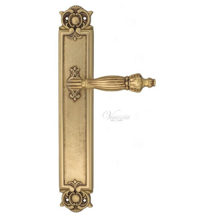 Дверная ручка Venezia OLIMPIO на планке PL97 французское золото + коричневый