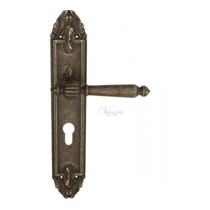 Дверная ручка Venezia PELLESTRINA CYL на планке PL90 античная бронза