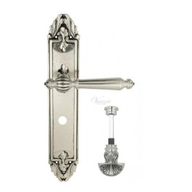 Дверная ручка Venezia PELLESTRINA WC-4 на планке PL90 натуральное серебро + черный Дверная ручка Venezia PELLESTRINA WC-4 на планке PL90 натуральное серебро + черный