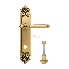 Дверная ручка Venezia PELLESTRINA WC на планке PL96 французское золото + коричневый Дверная ручка Venezia PELLESTRINA WC на планке PL96 французское золото + коричневый