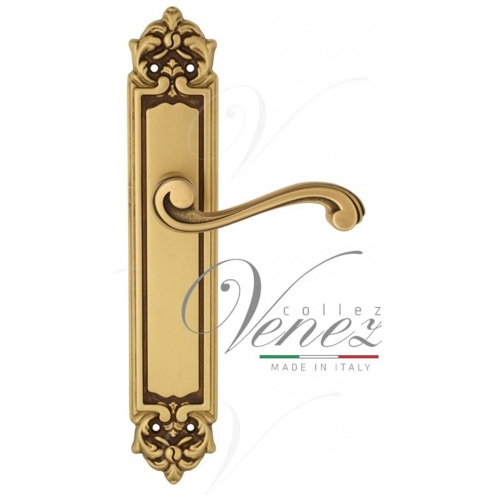 Дверная ручка Venezia VIVALDI на планке PL96 французское золото + коричневый