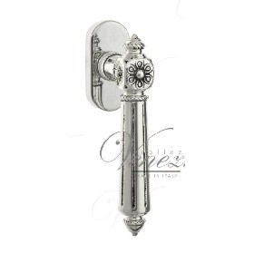 Ручка Venezia CASTELLO оконная FW натуральное серебро + черный