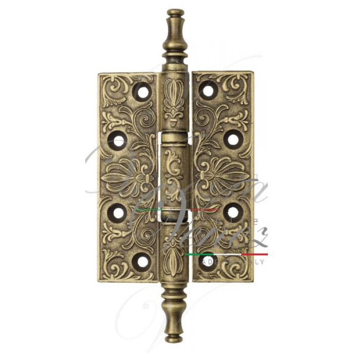 Дверная петля универсальная латунная с узором Venezia CRS011 102x76x3 матовая бронза
